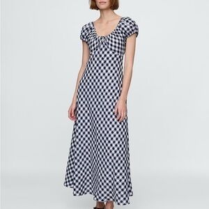 Gap x DOEN 100% Linen Gingham Midi Dress